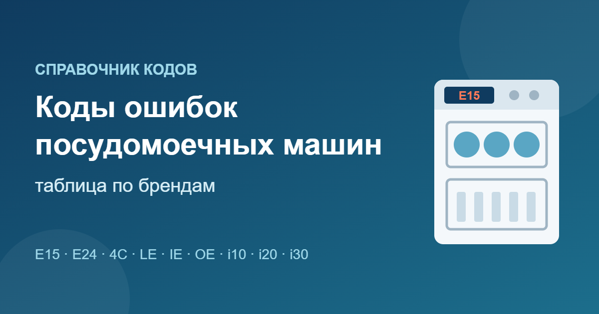Коды ошибок посудомоечных машин: таблица по брендам