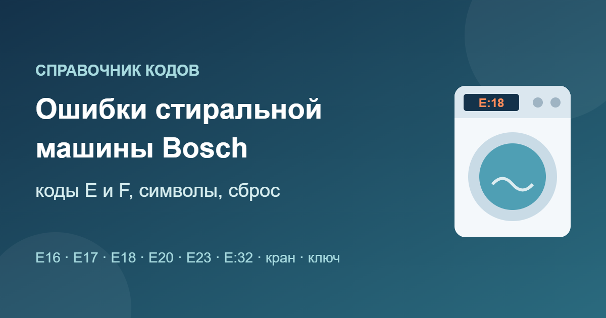 Ошибки стиральной машины Bosch: коды E и F, символы и сброс